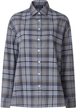 Edith Organic Cotton Check Flannel Shirt Tops Shirts Long-sleeved Blue Lexington Clothing