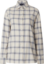 Edith Organic Cotton Check Flannel Shirt Tops Shirts Long-sleeved White Lexington Clothing