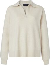 Peyton Boiled Merino Wool Knitted Polo Sweater Tops Knitwear Jumpers Beige Lexington Clothing