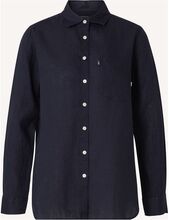 Isa Linen Shirt Tops Shirts Long-sleeved Blue Lexington Clothing