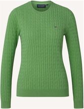 Marline Organic Cotton Cable Knitted Sweater Tops Knitwear Jumpers Green Lexington Clothing