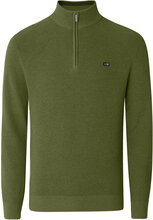 Clay Cotton Half-Zip Sweater Tops Knitwear Half Zip Jumpers Green Lexington Clothing