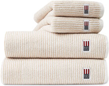 Original Towel White/Tan Striped Home Textiles Bathroom Textiles Towels Beige Lexington Home