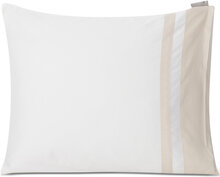 Hotel Sateen White/Light Sand Contrast Pillowcase Home Textiles Bedtextiles Pillow Cases Hvit Lexington Home*Betinget Tilbud