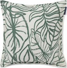 Leaves Printed Linen/Cotton Pillow Cover Home Textiles Cushions & Blankets Cushion Covers Multi/mønstret Lexington Home*Betinget Tilbud