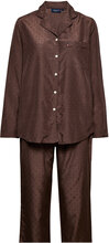 Melinda Viscose/Cotton Jacquard Dot Pajama Set Pyjamas Brun Lexington Home*Betinget Tilbud