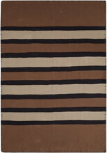 Striped Knitted Cotton Throw Home Textiles Cushions & Blankets Blankets & Throws Brown Lexington Home