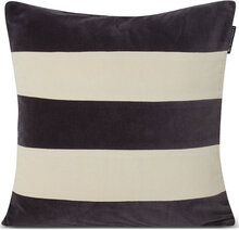 Block Striped Organic Cotton Velvet Pillow Cover Home Textiles Bedtextiles Pillow Cases Grey Lexington Home