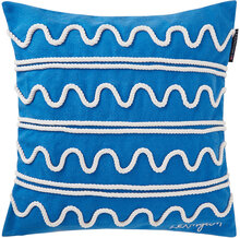 Rope Wave Recycled Cotton Canvas Pillow Cover Home Textiles Cushions & Blankets Cushion Covers Blue Lexington Home
