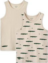 Faris Printed Tank Top 2-Pack Mix T-shirts Sleeveless Creme Liewood*Betinget Tilbud