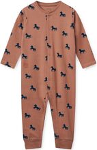 Birk Printed Pyjamas Jumpsuit Pyjamas Sie Jumpsuit Brun Liewood*Betinget Tilbud