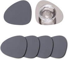 4-Set Glasbrikker Curve - 2-Sidet Home Tableware Dining & Table Accessories Coasters Grey LIND DNA