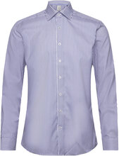 1927: Striped Shirt Wf L/S Tops Shirts Business Blue Lindbergh
