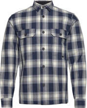Structure Overshirt L/S Tops Shirts Casual Blue Lindbergh