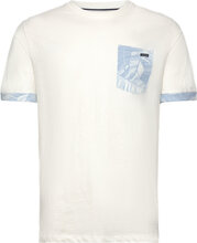 Slub Contrast Pocket Tee S/S T-shirts Short-sleeved Creme Lindbergh*Betinget Tilbud