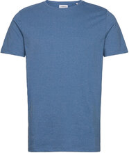 Mouliné O-Neck Tee S/S T-shirts Short-sleeved Blå Lindbergh*Betinget Tilbud