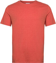 Mouliné O-Neck Tee S/S Tops T-shirts Short-sleeved Orange Lindbergh