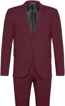 Plain Mens Suit - Normal Lenght Kostym Burgundy Lindbergh