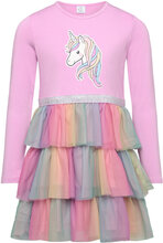 Dress L S Unicorn And Mesh Ski Dresses & Skirts Dresses Casual Dresses Long-sleeved Casual Dresses Pink Lindex