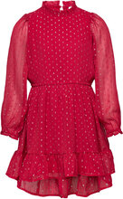 Dress L S Chiffon Lurex Dobby Dresses & Skirts Dresses Partydresses Red Lindex