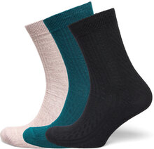 Sock 3 P Merino Cable Lingerie Socks Regular Socks Multi/patterned Lindex