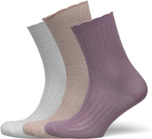 Sock 3 P Merino Pointelle Scal Lingerie Socks Regular Socks Pink Lindex