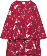 Top Long Peplum Skirt Aop Dresses & Skirts Dresses Casual Dresses Long-sleeved Casual Dresses Red Lindex