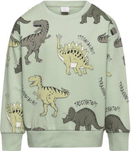 Sweater Aop Dino Tops Sweatshirts & Hoodies Sweatshirts Green Lindex