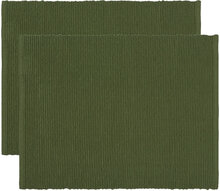 Uni Place Mat Rib 2-Pack Home Textiles Kitchen Textiles Placemats Green LINUM