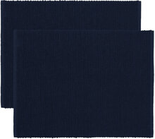 Uni Place Mat Rib 2-Pack Home Textiles Kitchen Textiles Placemats Navy LINUM