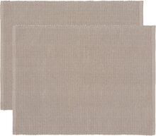 Uni Place Mat Rib 2-Pack Home Textiles Kitchen Textiles Placemats Brown LINUM