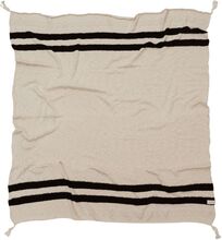 Knitted Blanket Stripes Natural-Black Home Sleep Time Blankets & Quilts Beige Lorena Canals*Betinget Tilbud
