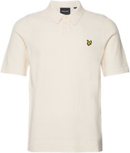 Textured Knitted Polo Tops Polos Short-sleeved White Lyle & Scott