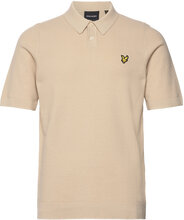 Textured Knitted Polo Tops Polos Short-sleeved Cream Lyle & Scott