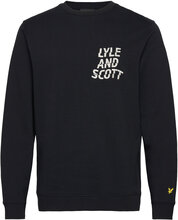 Ripple Logo Crewneck Tops Sweatshirts & Hoodies Sweatshirts Black Lyle & Scott