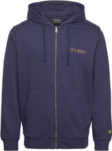 Collegiate Full Zip Hoodie Tops Sweatshirts & Hoodies Hoodies Navy Lyle & Scott