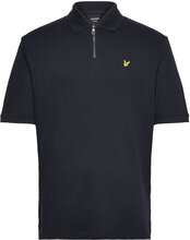 Textured Stripe Polo Shirt Tops Knitwear Short Sleeve Knitted Polos Navy Lyle & Scott