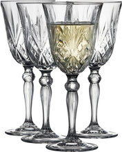 Hvidvin 4 Stk. Lyngby Melodia Home Tableware Glass Wine Glass White Wine Glasses Nude Lyngby Glas
