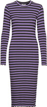 5X5 Stripe Boa Dress Knælang Kjole Purple Mads Nørgaard