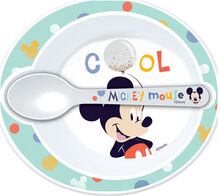 Disney Baby 2 Pcs Gift Set, Mickey Home Meal Time Dinner Sets Multi/mønstret Mickey Mouse*Betinget Tilbud