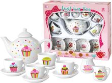 Tea Set "Cupcake" In Porcelain, 12 Pcs. Toys Toy Kitchen & Accessories Coffee & Tee Sets Multi/mønstret Magni Toys*Betinget Tilbud