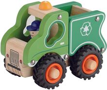Wooden Garbage Truck With Rubber Wheels Toys Toy Cars & Vehicles Toy Cars Garbage Trucks Green Magni Toys