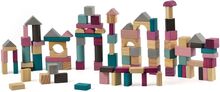Wooden Building Blocks In Bucket With Sorter Lid 100 Pcs Toys Building Sets & Blocks Building Blocks Multi/patterned Magni Toys