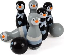 Bowling Games - Wooden Penguin Toys Puzzles And Games Games Active Games Svart Magni Toys*Betinget Tilbud