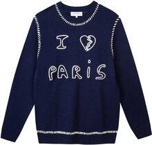 Grand Cerf I Love Paris Designers Knitwear Round Necks Navy Maison Labiche Paris