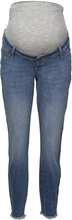 Mlmendez Slim Frayed 7/8 Jeans Cur Bottoms Jeans Slim Blue Mamalicious