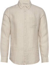 Man/ 100% Linen Slim-Fit Shirt Shirts Linen Shirts Beige Mango*Betinget Tilbud