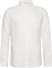 Man/ 100% Linen Slim-Fit Shirt Shirts Linen Shirts Hvit Mango*Betinget Tilbud