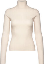 Turtleneck Ribbed Sweater Tops Knitwear Turtleneck Beige Mango