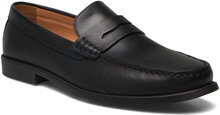 Leather Penny Loafers Loafers Flade Sko Black Mango